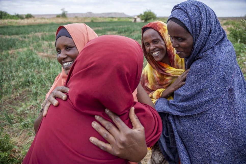 Ethiopia. Refugee and host community women farmers say hello