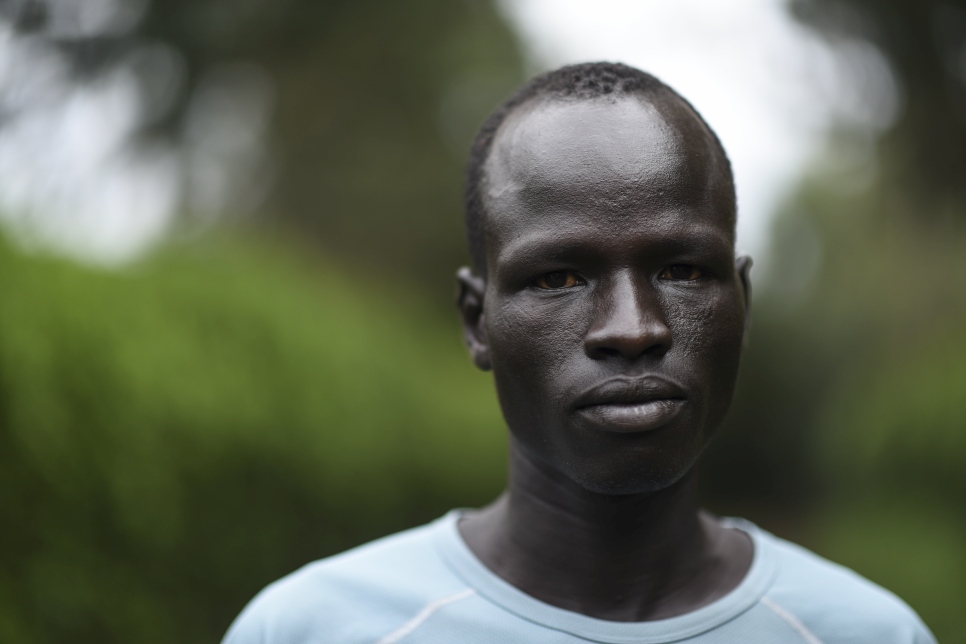 Le coureur sud-soudanais Yiech Pur Biel en 2016, au Kenya, à l'entraînement pour les Jeux olympiques de Rio de Janeiro en 2016.