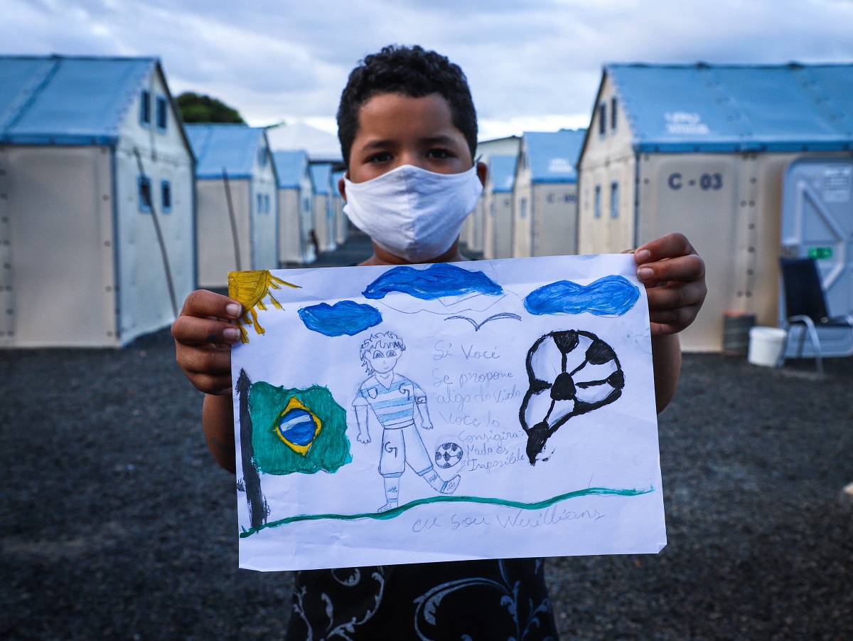Refugiados do abrigo São Vicente em Boa Vista participam do concurso de arte Meu Futuro no Brasil, no Dia Mundial do Refugiado 2020