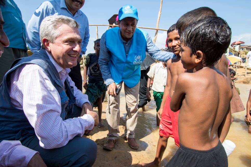 Bangladesh. UNHCR High Commissioner for Refugees Filippo Grandi visits Rohingya at Kutupalong Refugee Camp