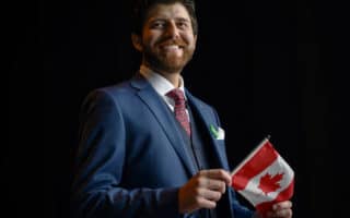 Tareq Hadhad, a Syrian refugee and founder of Peace by Chocolate, poses prior to his Canadian citizenship ceremony at Pier 21 in Halifax, Nova Scotia on Wednesday, January 15, 2020