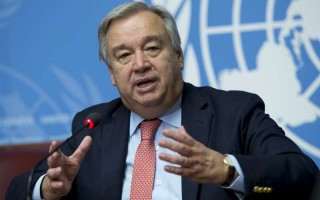 António Guterres, UN High Commissioner for Refugees speaking at the closing press conference of the 66th Executive Committee in Geneva.