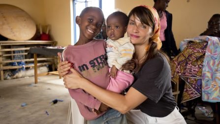 Rwanda. UNHCR High Profile Supporter Helena Christensen visits Burundian refugees in Rwanda