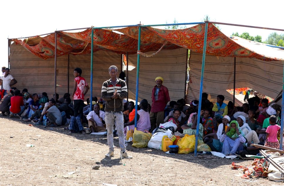 Ethiopiërs, die hun huizen ontvluchtten vanwege voortdurende gevechten, in een vluchtelingenkamp in het Hamdait-grensgebied van de oostelijke staat Kassala in Soedan, 12 november 2020. © AFP