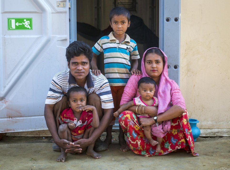 A Rohingya refugee family in Kutupalong camp