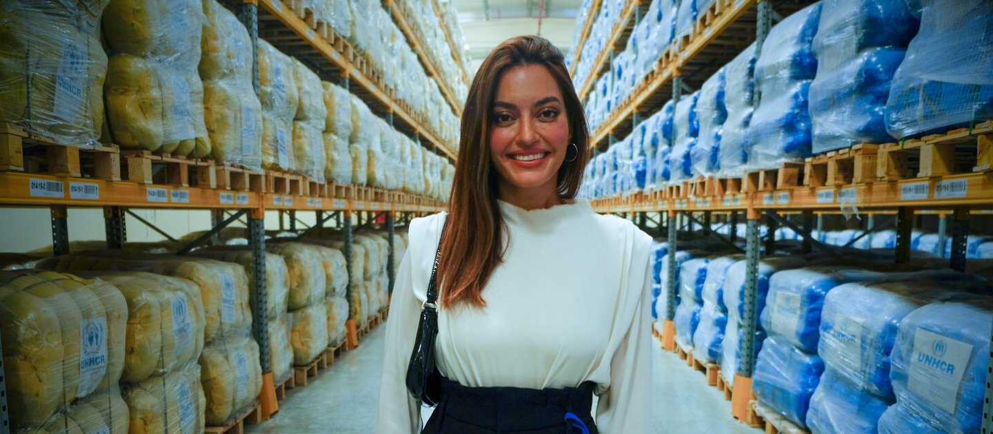 Karen Wazen in a warehouse, Dubai, UAE