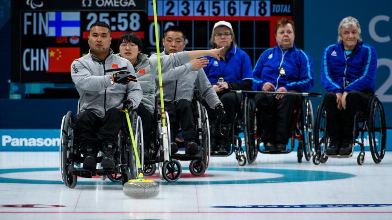 wheelchair curlers in action