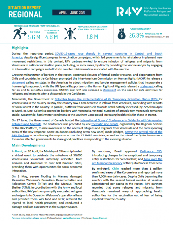 Cover Regional SitRep April - June 2021