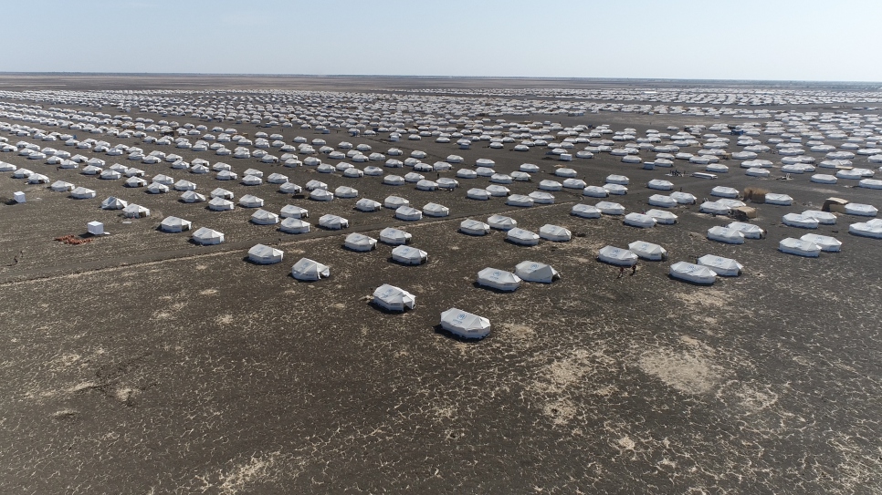 An aerial view of Tunaydbah refugee settlement in eastern Sudan, which hosts some 20,000 Ethiopian refugees. 