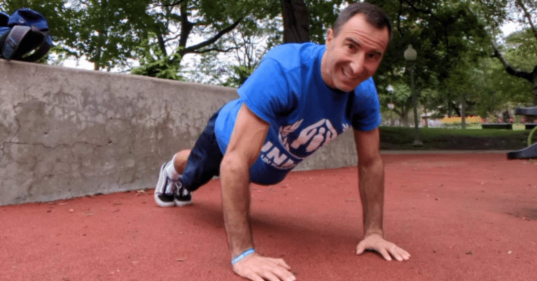 Maxence the fundraiser during burpees