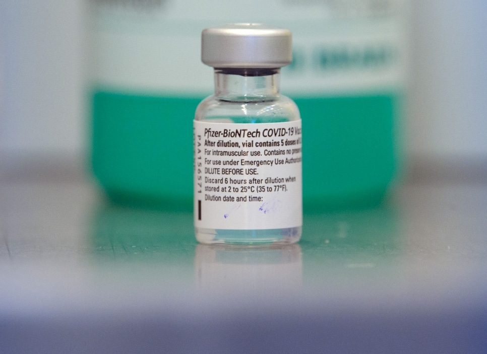 Vial of Pfizer vaccine