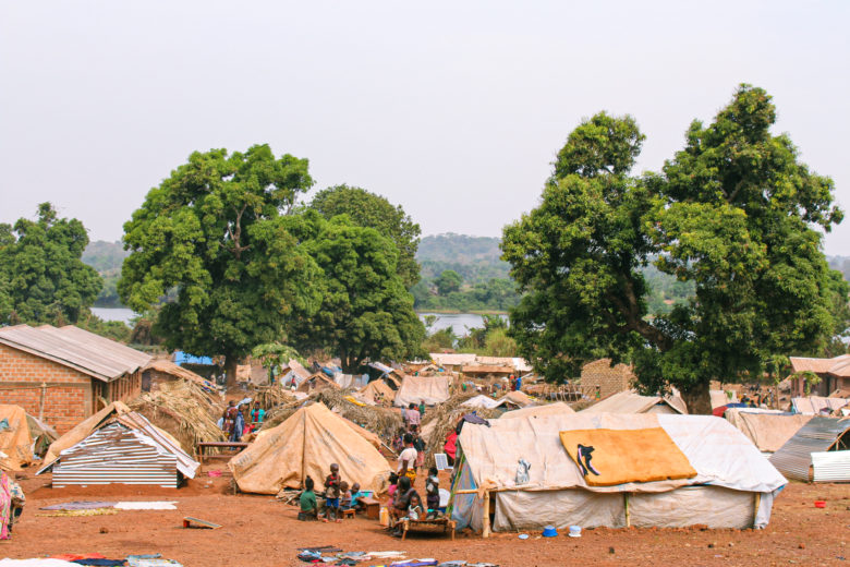 Site with makeshift shelters.