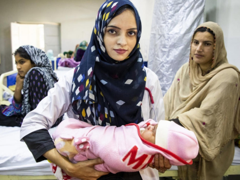 Woman holding baby