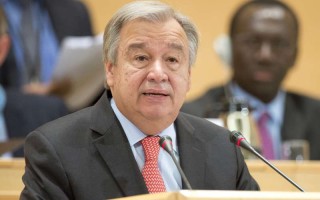 Le Haut Commissaire du HCR Antonio Guterres lors de son allocution d'ouverture de la 66e session du Comité exécutif du HCR, le 5 octobre 2015.