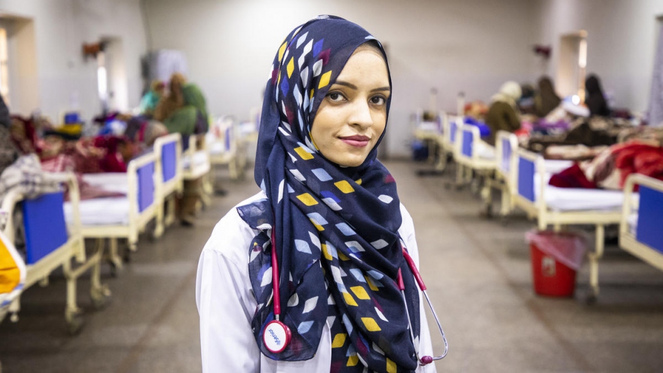 Saleema au sein du service dans lequel elle a effectué son internat à l'hôpital Holy Family de Rawalpindi, au Pakistan. 