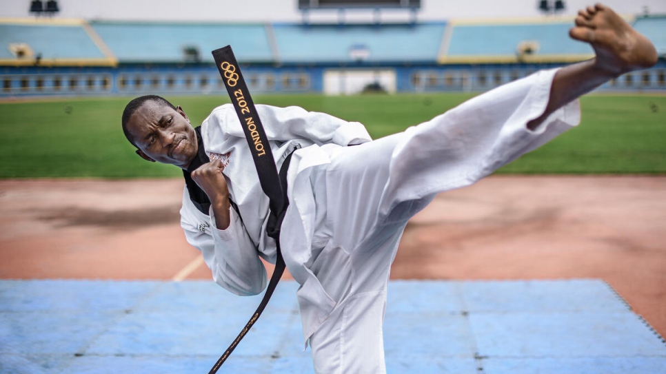 Parfait during a training session at the Amahoro Stadium in Rwanda's capital, Kigali.