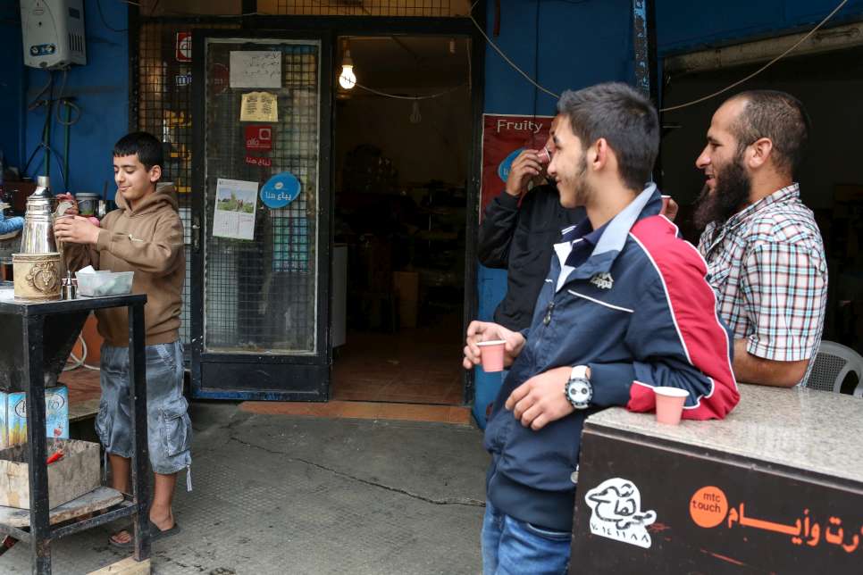 Mahmoud's second job of the day is at a local café where he works from 1pm- 6pm.  "Sometimes I stay late at work if there's something urgent that needs doing. I do multiple tasks from squeezing juice to assisting customers and selling. The work in the café isn't as tiring as the construction work but by the end of the day I'm very tired."