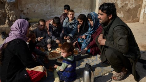 Afghanistan. Displaced family of nine sets up temporary home near Kabul