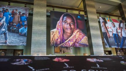 Pictures hanging up in the Palais des Nations