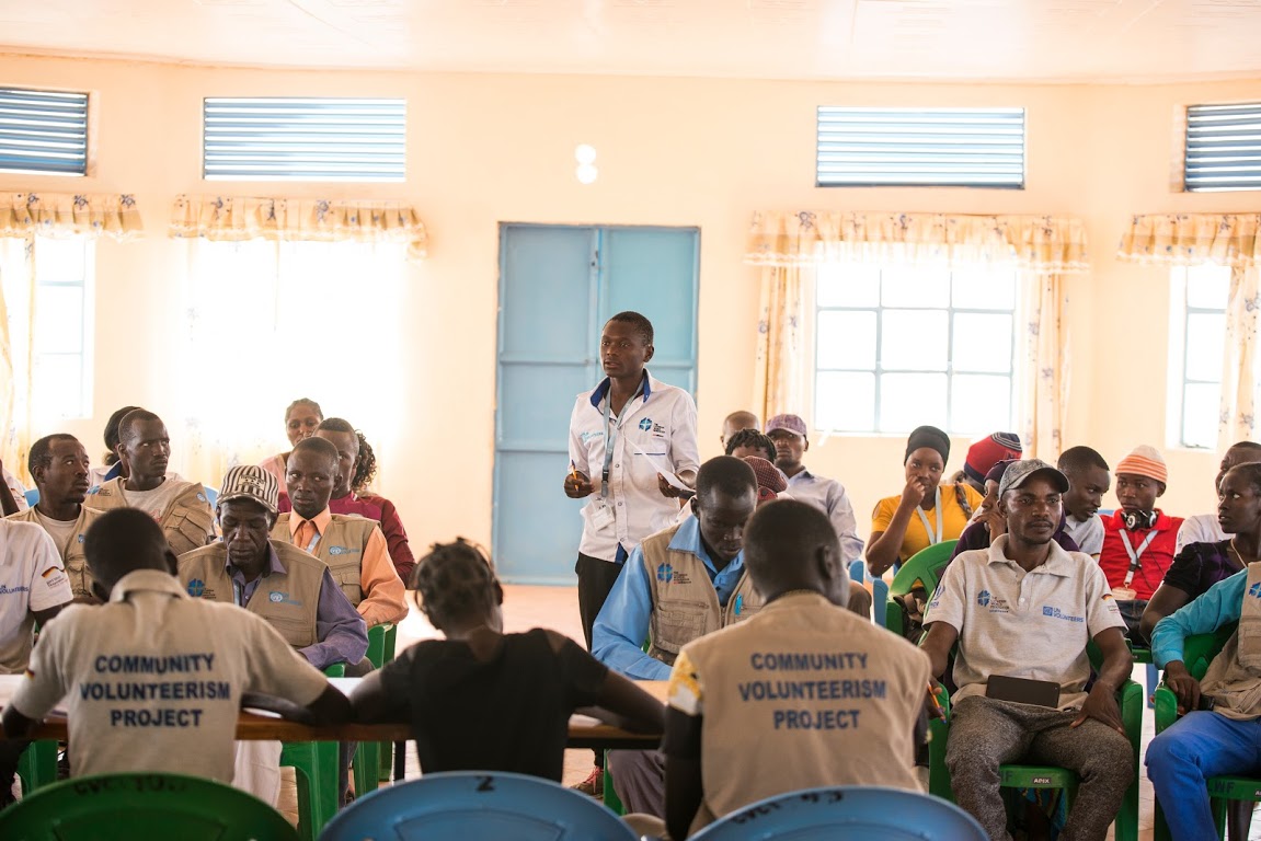 Refugees and host community at a training.