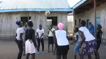 Kids playing sports.