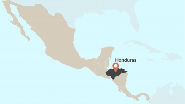 Map displaying location of Honduras