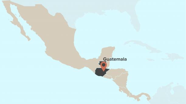 Map displaying location of Guatemala 