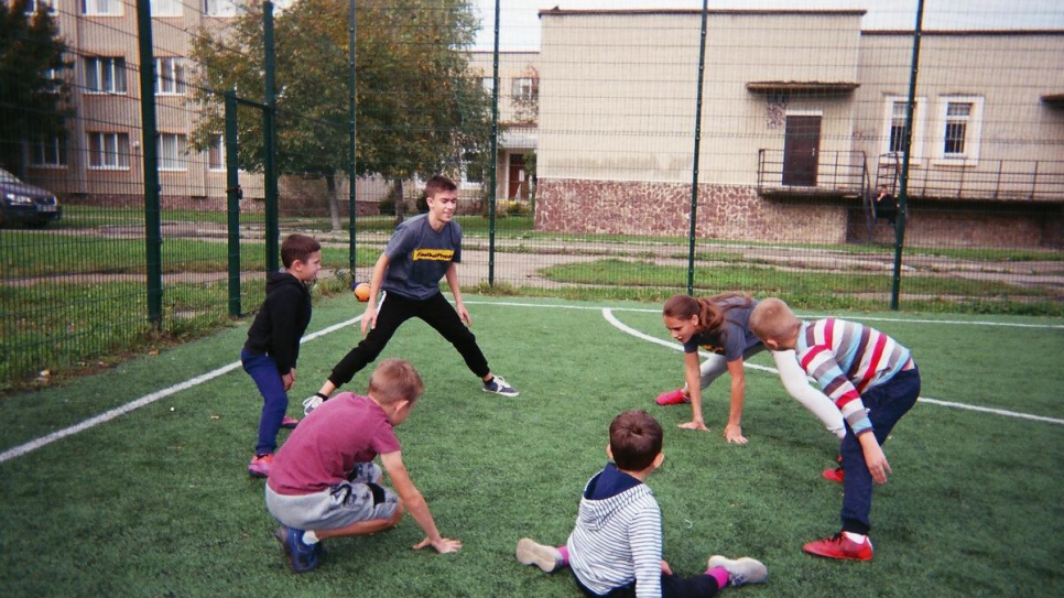 Young people attend training with the League of Tolerance, a charity that encourages inclusive participation in football, in Ivano-Frankivsk, Ukraine.