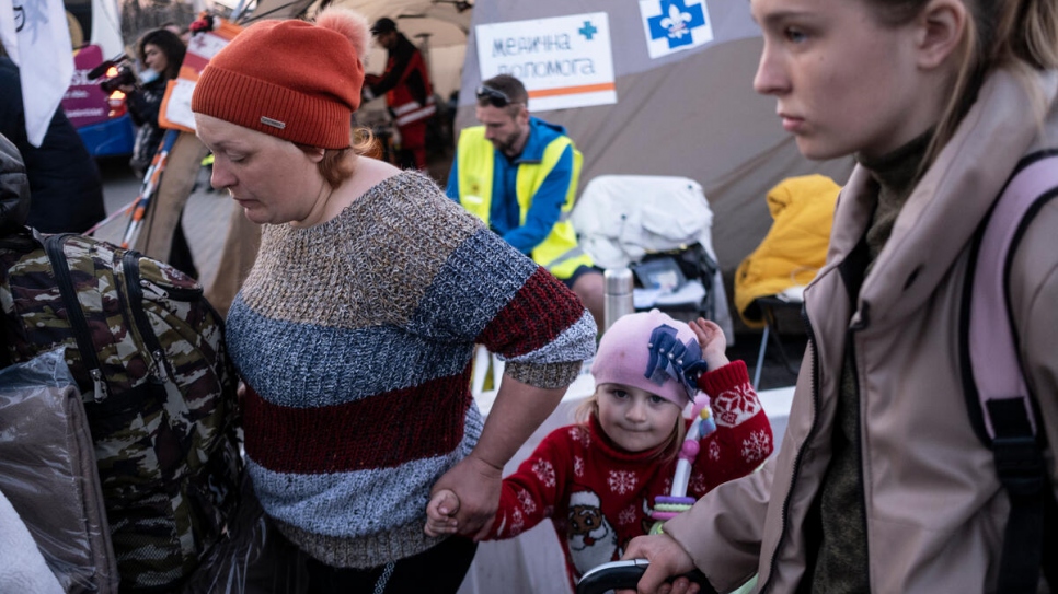 The vast majority of those crossing into Poland from Ukraine are women and children.