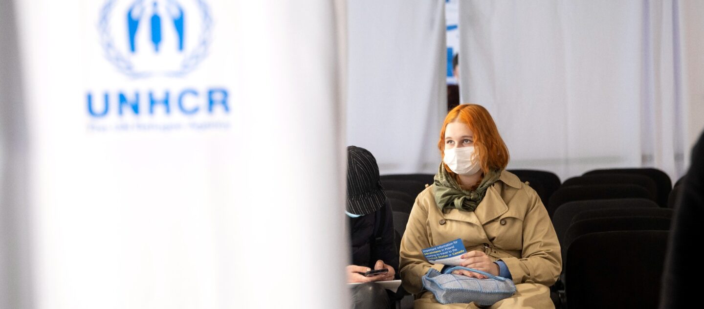 Poland. Refugees from Ukraine wait to register for cash assistance in Warsaw 