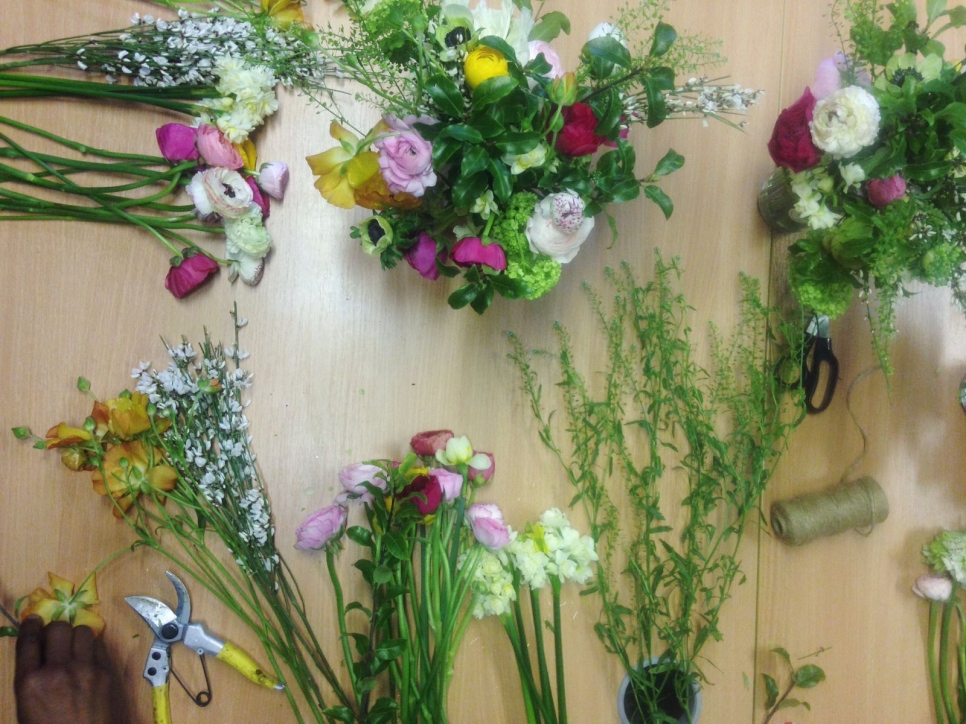 Creating flower arrangements 