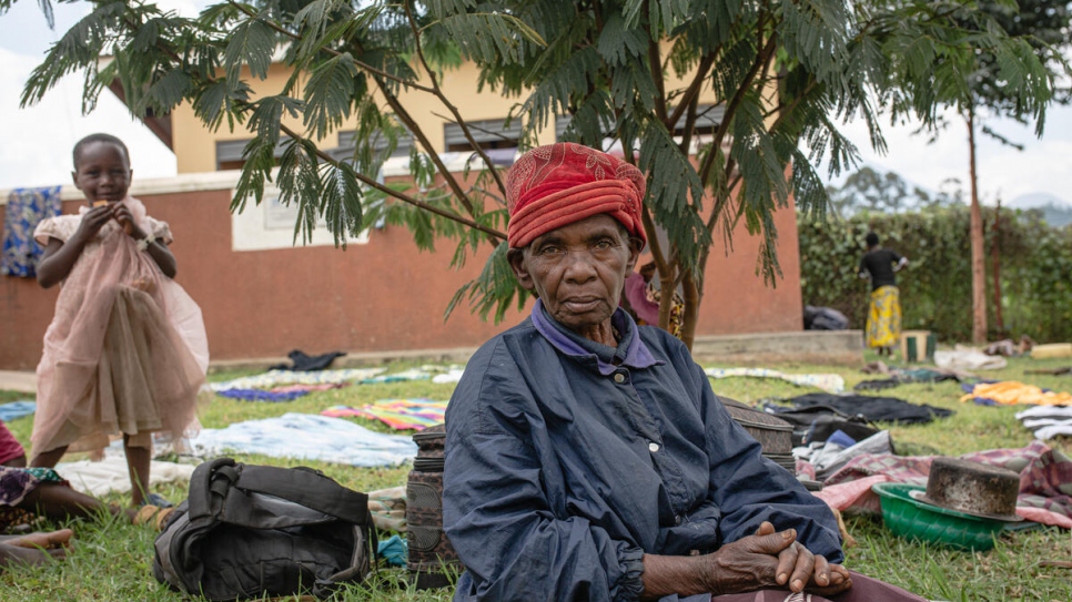 Alivera Nyamakabambelle, 84, rests in the Nyakabande transit centre in Kisoro, Uganda after fleeing violence in eastern DRC.