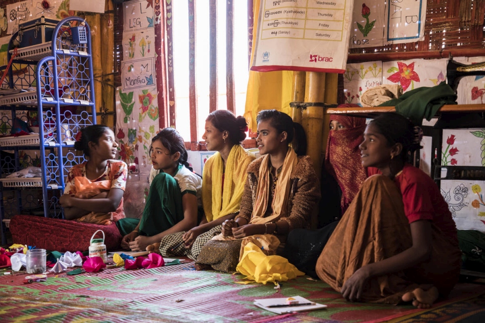 Bangladesh. Rohingya girls attend a youth club in Kutupalong refugee camp