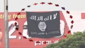 Islamic State Khorasan flag hanging in Islamabad, Pakistan (Source: Express Tribune)