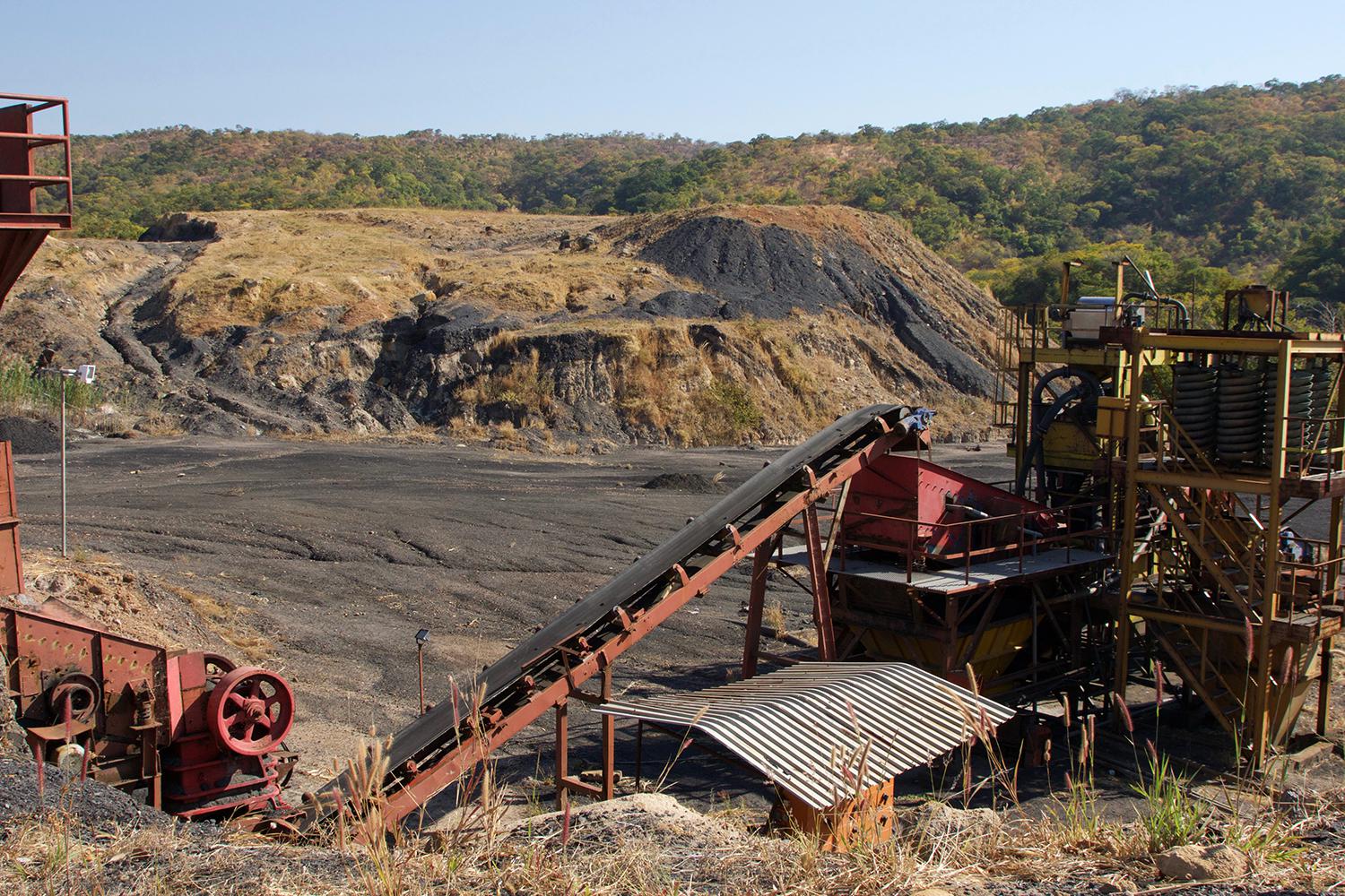 Mining machinery left behind at Eland coal mine at Mwabulambo after closure in 2015. Locals said that before the mine was closed, they were not informed about the closure or how the company intended to mitigate risks stemming from the abandoned mining site.
