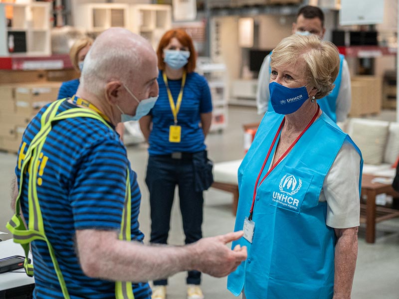 Assistant High Commissioner for Protection Gillian Triggs meets refugees working at the IKEA store in Zagreb, Croatia, under IKEA's Skills for Employment programme. 