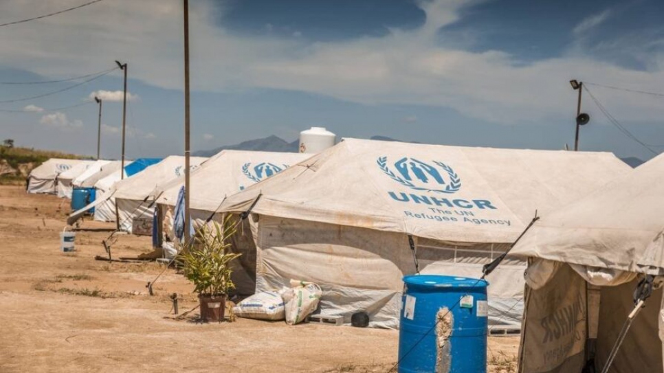 Campamento de refugiados ficticio de la telenovela "Huérfanos de su Tierra" de Rede Globo, montado con carpas de ACNUR que habían sido utilizadas en la respuesta humanitaria a los refugiados y migrantes venezolanos en Roraima.