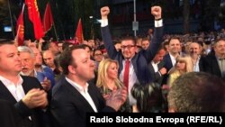 Supporters join a rally of the Macedonian opposition VMRO-DPMNE party on June 2.