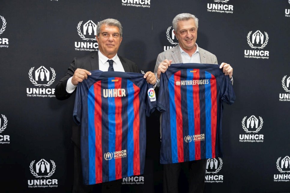 Switzerland. UNHCR and FC Barcelona jersey ceremony