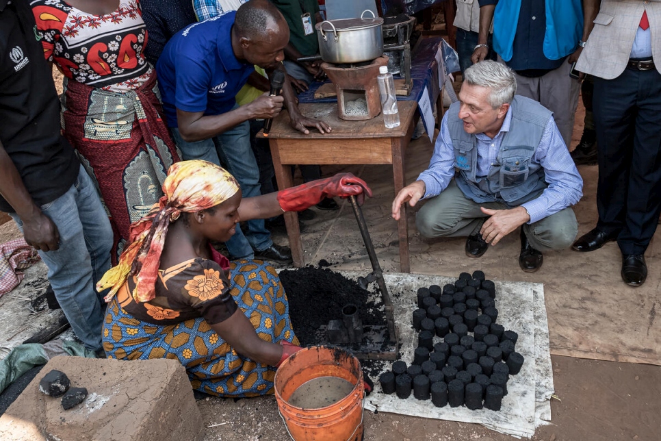 Tanzania. UN High Commissiner for Refugees, Fillipo Grandi vists Nyarungusu refugee camp