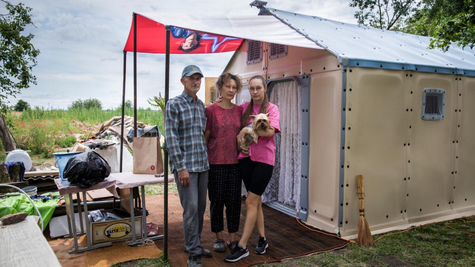 The family are now living in a temporary shelter provided by UNHCR.