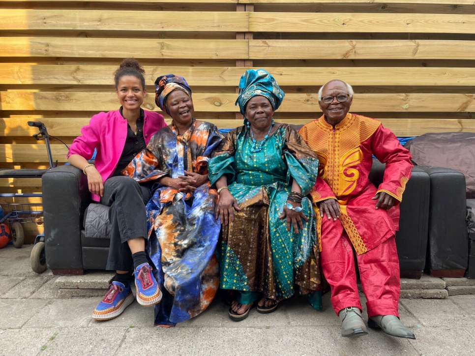 The Netherlands. GWA Gugu Mbatha-Raw meets with Françoise Sabuni and her family, Margheritte Sabuni and Jean Baptiste Sabuni, in Broeksterwald