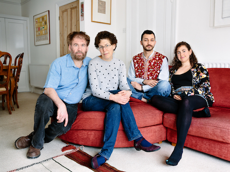 United Kingdom. Simon and Shoshana Goldhill are hosting 21-year-old Faraj, a devout Muslim who attends the mosque every Friday and goes to the synagogue with the family on Saturdays in Cambridge. This portrait is part of Great British Welcome, the UK chapter of the ongoing No Stranger Place series,