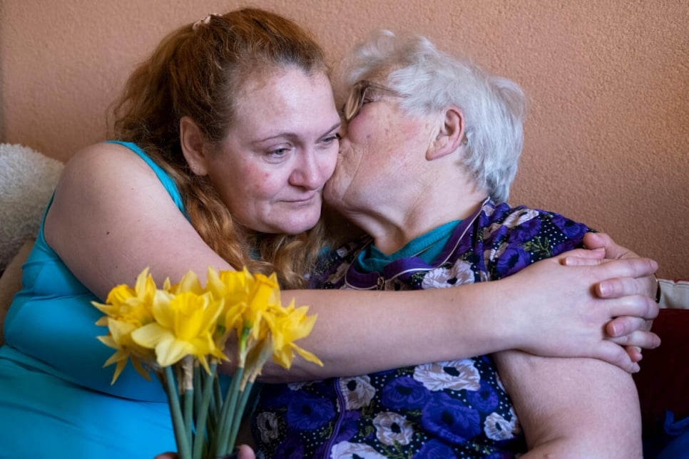 Luba is now sharing her daughter Larysa's small studio apartment in Warsaw. "We're praying for the war to end so she can return home," says Larysa. 