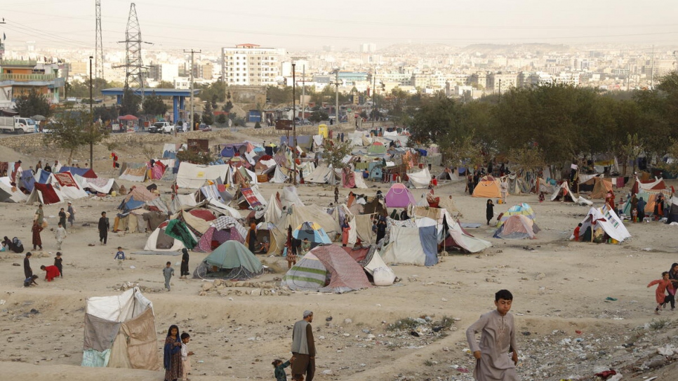 Kotal Khairkhana is one of two parks in Kabul where displaced people are living in the open or under makeshift tents. 