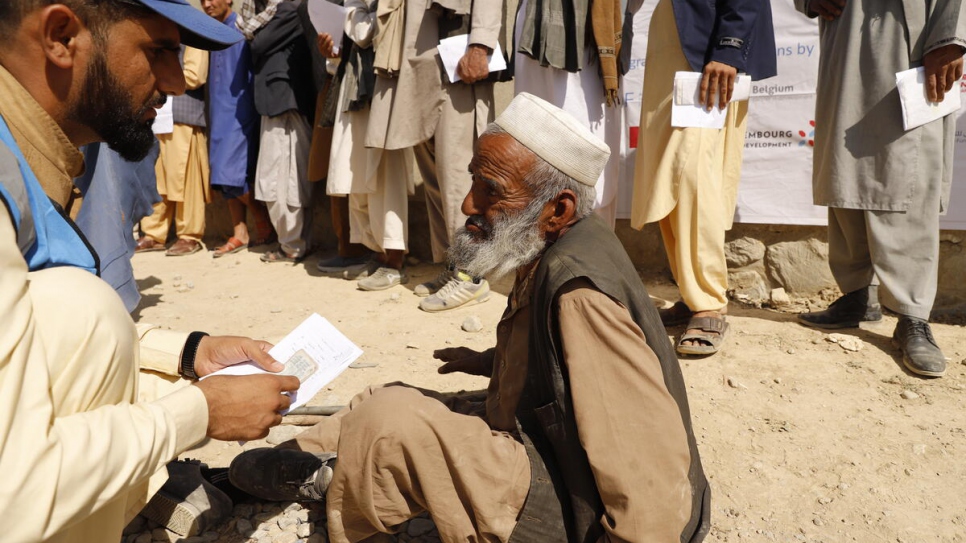 Mohammad Nassir, 67, fled to Kabul from Laghman Province. He is disabled and in need of additional assistance.
