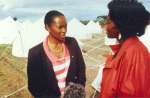 UNHCR Goodwill Ambassador Barbara Hendricks at Makeni Transit Centre for Namibian refugees in Zambia, in June 1989.