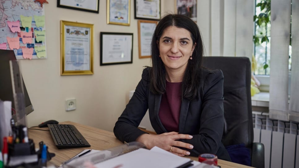 Casa Marioarei director Veronica Cernat in her office. The shelter has allocated 40 per cent of its dormitories for refugees from Ukraine.