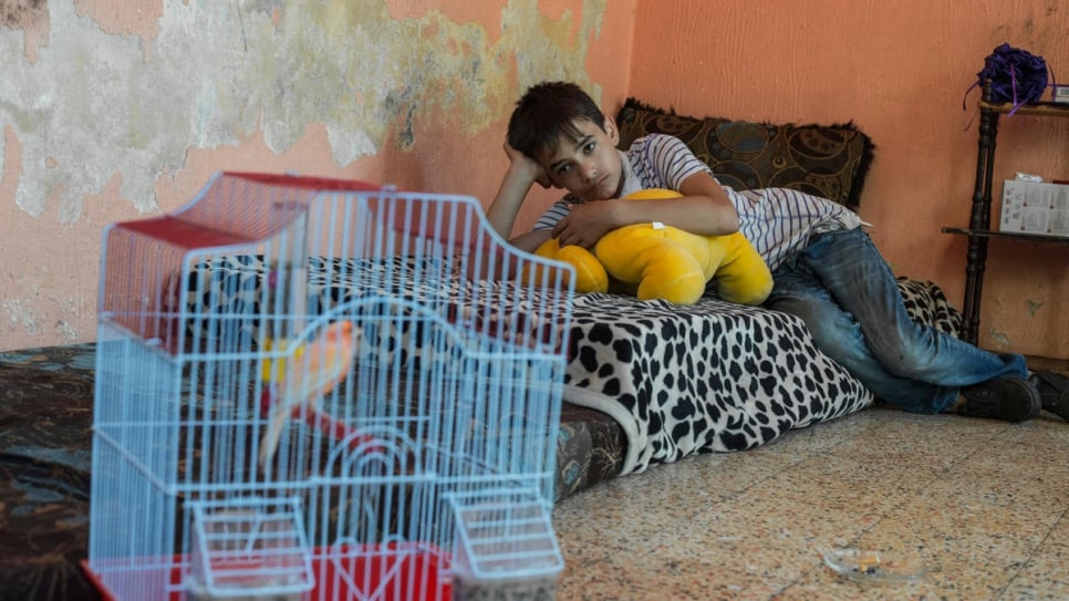 Zain Al Raffeaa relaxes at his family's home in Beirut, Lebanon.