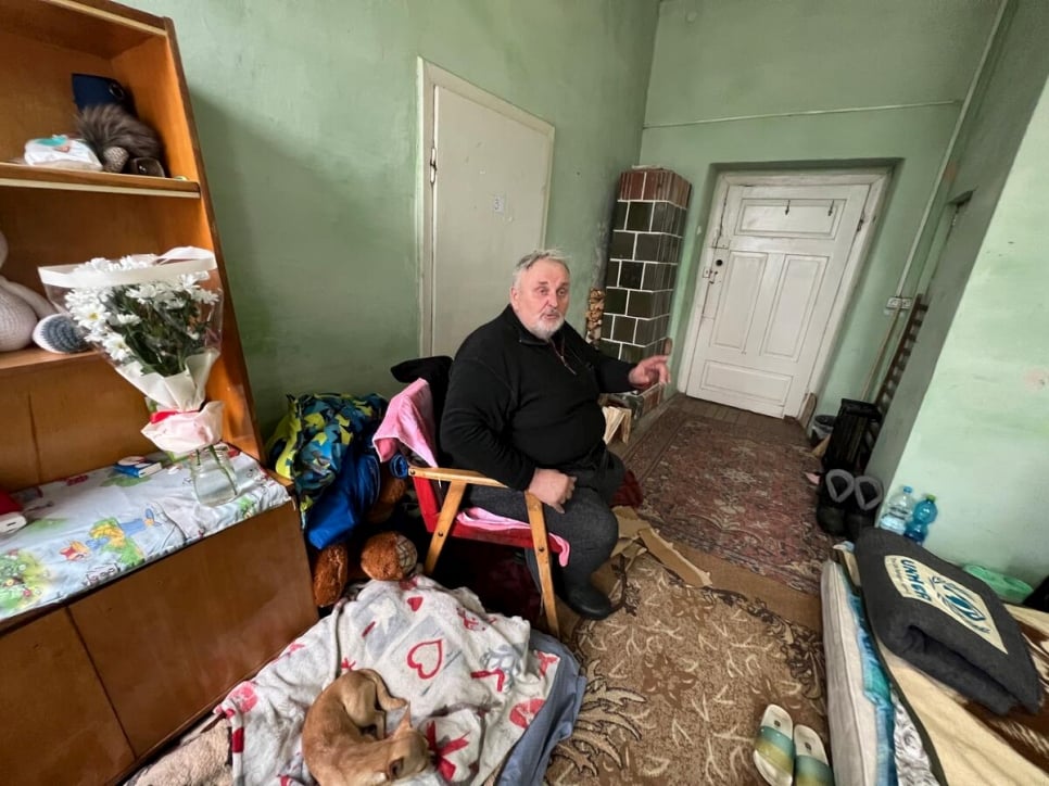 Viktor Nastych is among those staying at the hostel in Velykyi Bereznyi, western Ukraine.